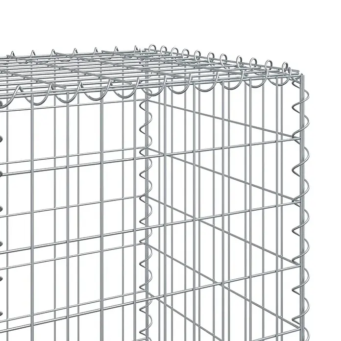 Furnicato Gabione - 800 x 50 x 150 cm, Metall, Maschenbreite: 50 mm, Maschenhöhe: 100 mm - Silberner Gabionenkorb aus Metallgitter, mit Gitterstruktur und Spiralverbindern.