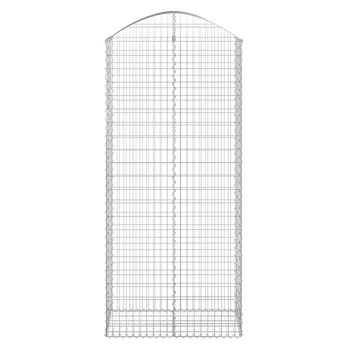 Furnicato Gabione - 50 x 100 x 240 cm, Metall, Maschenbreite: 50 mm, Maschenhöhe: 100 mm - Hoher, gewölbter Gabionenkorb aus grauem Drahtgitter für Stützmauern oder Gartengestaltung.