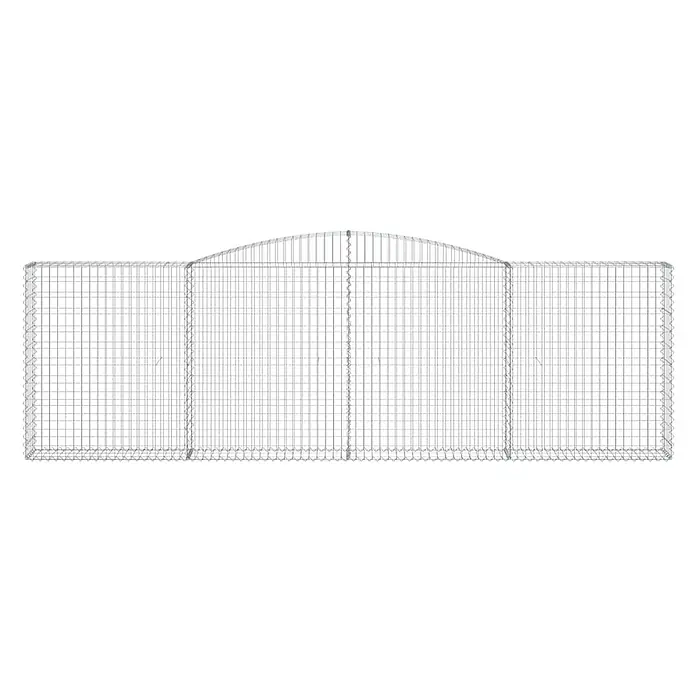 Furnicato Gabione - 140 x 400 x 30 cm, Metall, Maschenbreite: 50 mm, Maschenhöhe: 100 mm - Rechteckiger Gabionenkorb aus Metallgitter mit zentralem Rundbogen oben. Graue Drahtstruktur.
