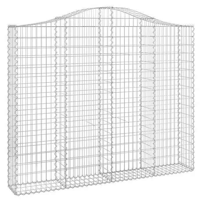 Furnicato Gabione - 30 x 200 x 180 cm, Metall, Maschenbreite: 50 mm, Maschenhöhe: 100 mm - Silberfarbener Gabionenkorb aus verzinktem Metallgitter mit gewölbter Oberkante.