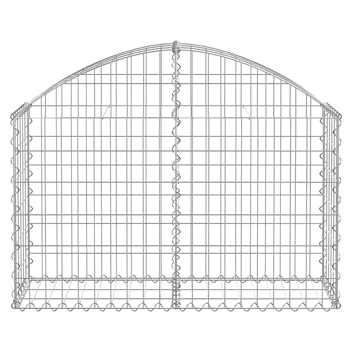 Furnicato Gabione - 30 x 100 x 80 cm, Metall, Maschenbreite: 50 mm, Maschenhöhe: 100 mm - Silbernes Drahtgeflecht-Gabion mit gewölbter Oberseite, zum Befüllen mit Steinen oder anderen Materialien.