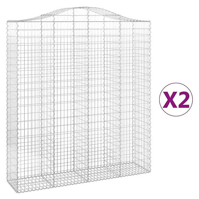 Furnicato Gabione - 50 x 200 x 240 cm, Metall, Maschenbreite: 50 mm, Maschenhöhe: 100 mm - Gabionenkorb aus grauem Metallgitterdraht für Gartenmauern oder Landschaftsgestaltung.