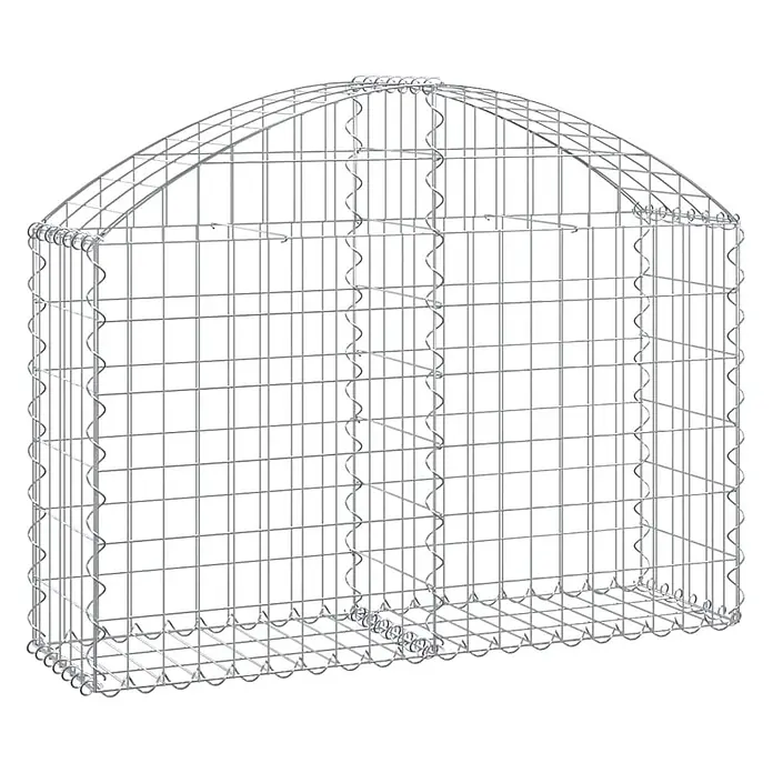 Furnicato Gabione - 30 x 100 x 80 cm, Metall, Maschenbreite: 50 mm, Maschenhöhe: 100 mm - Gewölbter Gabionenkorb aus silbernem Metalldraht für die Gartengestaltung.