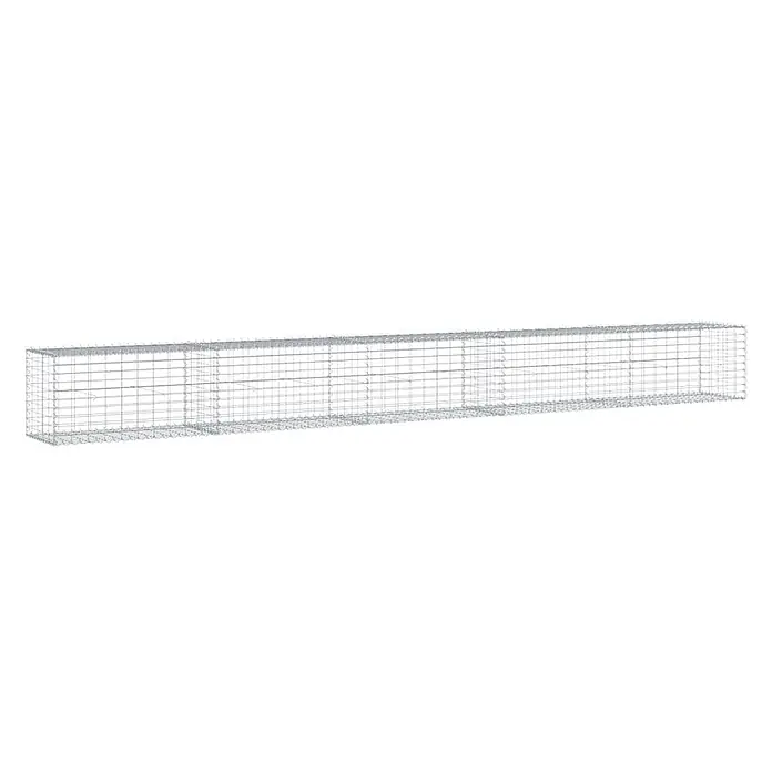 Furnicato Gabione - 500 x 50 x 50 cm, Metall, Maschenbreite: 50 mm, Maschenhöhe: 100 mm - Langer, leerer Gabionenkorb aus silbernem Drahtgeflecht für Landschaftsbau oder Bau.