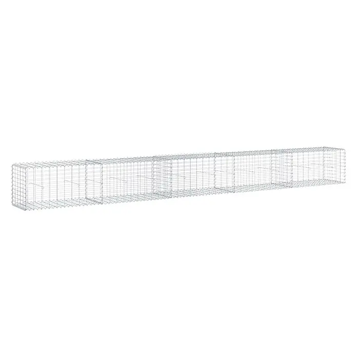Furnicato Gabione - 500 x 50 x 50 cm, Metall, Maschenbreite: 50 mm, Maschenhöhe: 100 mm - Rechteckiger Drahtgitter-Gabionenkorb für Bau und Landschaftsgestaltung. Silberfarbene Metallstruktur.