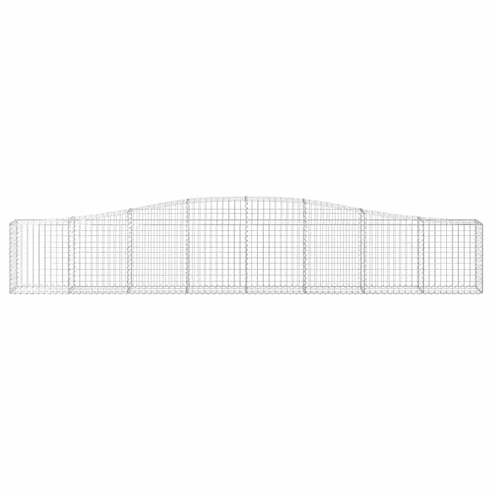 Furnicato Gabione - 30 x 400 x 80 cm, Metall, Maschenbreite: 50 mm, Maschenhöhe: 100 mm - Gabionenwand aus silbernem Drahtgeflecht mit wellenförmiger Oberkante.