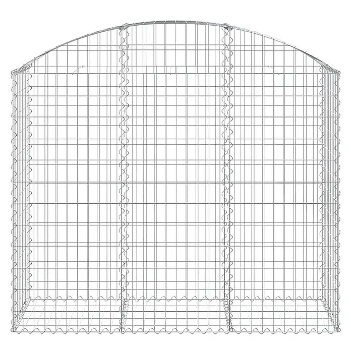 Furnicato Gabione - 140 x 150 x 50 cm, Metall, Maschenbreite: 50 mm, Maschenhöhe: 100 mm - Gabionenkäfig aus silbernem Drahtgeflecht mit rechteckigem Boden und gewölbter Oberseite, mit Innenteilern.