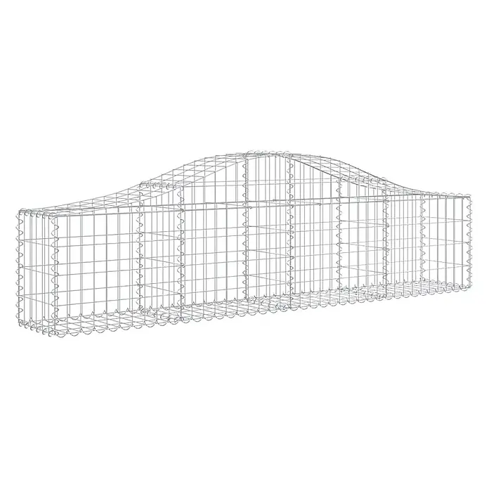 Furnicato Gabione - 30 x 200 x 60 cm, Metall, Maschenbreite: 50 mm, Maschenhöhe: 100 mm - Gabionenkorb aus silbernem Drahtgeflecht mit gewölbter Oberseite.