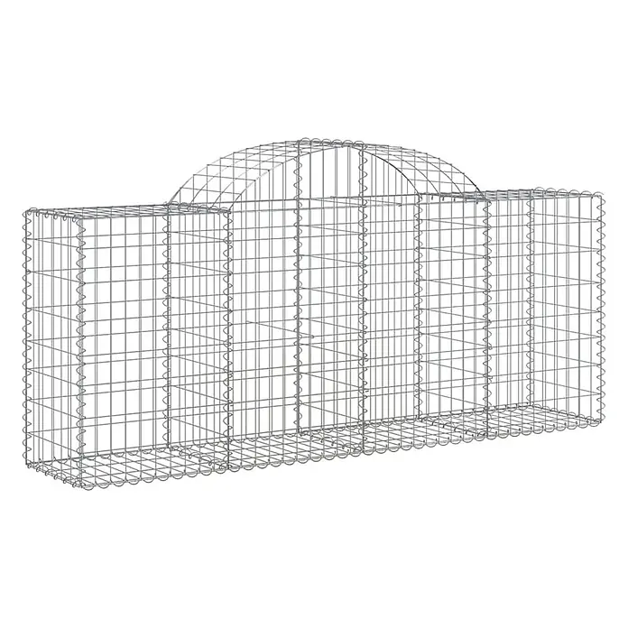 Furnicato Gabione - 50 x 200 x 100 cm, Metall, Maschenbreite: 50 mm, Maschenhöhe: 100 mm - Gabionenkorb aus verzinktem Drahtgeflecht mit gewölbter Mitte, ideal für Garten- oder Zierwände.