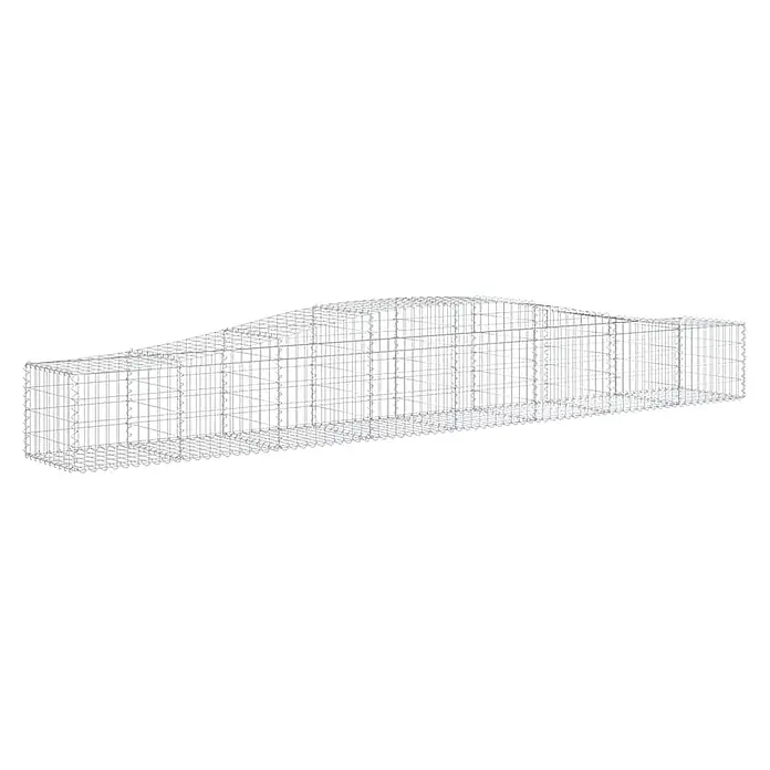Furnicato Gabione - 50 x 400 x 60 cm, Metall, Maschenbreite: 50 mm, Maschenhöhe: 100 mm - Langer, rechteckiger Gabionenkorb aus silbernem Drahtgeflecht mit gekrümmtem Oberteil für Landschafts- oder Bauprojekte.