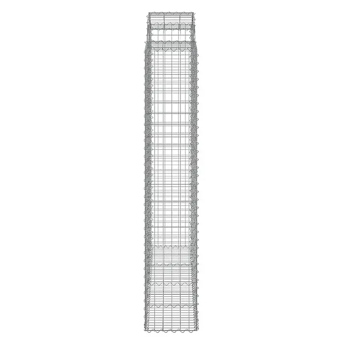 Furnicato Gabione - 50 x 200 x 240 cm, Metall, Maschenbreite: 50 mm, Maschenhöhe: 100 mm - Hoher rechteckiger Gabionenkorb aus verzinktem Drahtgitter mit inneren wellenförmigen Versteifungselementen.