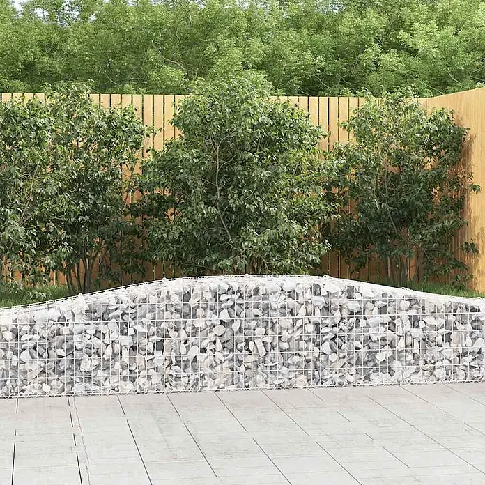 Furnicato Gabione - 50 x 400 x 60 cm, Metall, Maschenbreite: 50 mm, Maschenhöhe: 100 mm - Steingefüllter Gabionenkorb mit Drahtgeflecht, als niedrige Gartenbegrenzung dienend.