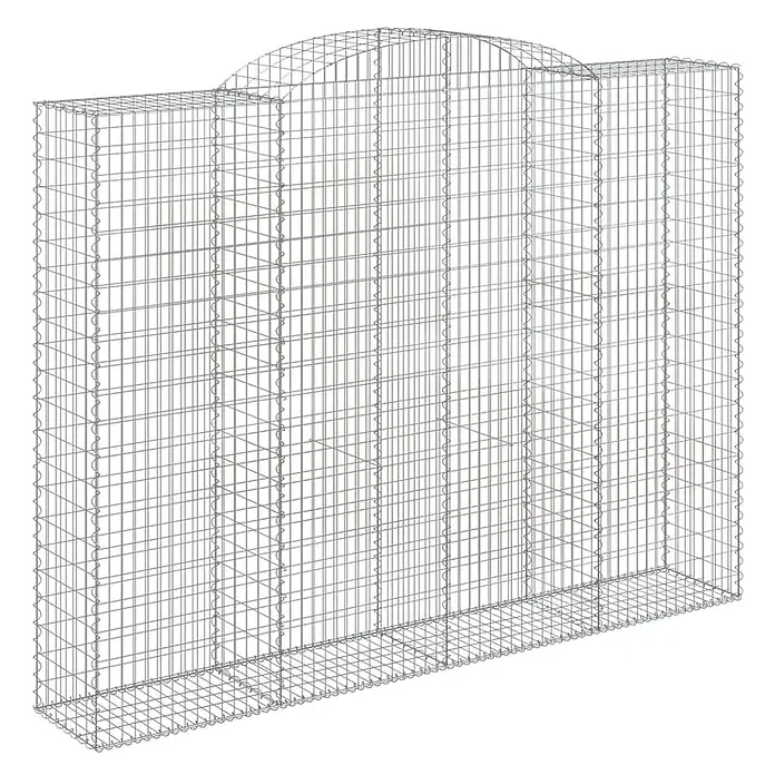 Furnicato Gabione - 50 x 300 x 240 cm, Metall, Maschenbreite: 50 mm, Maschenhöhe: 100 mm - Silbergrauer Drahtgeflecht-Gabion mit gewölbtem Oberteil.