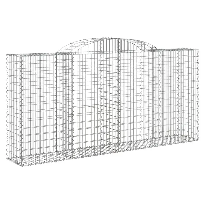 Furnicato Gabione - 160 x 300 x 50 cm, Metall, Maschenbreite: 50 mm, Maschenhöhe: 100 mm - Silberner Drahtgitter-Gabionenkorb mit rechteckiger Basis und gewölbtem Mittelteil.