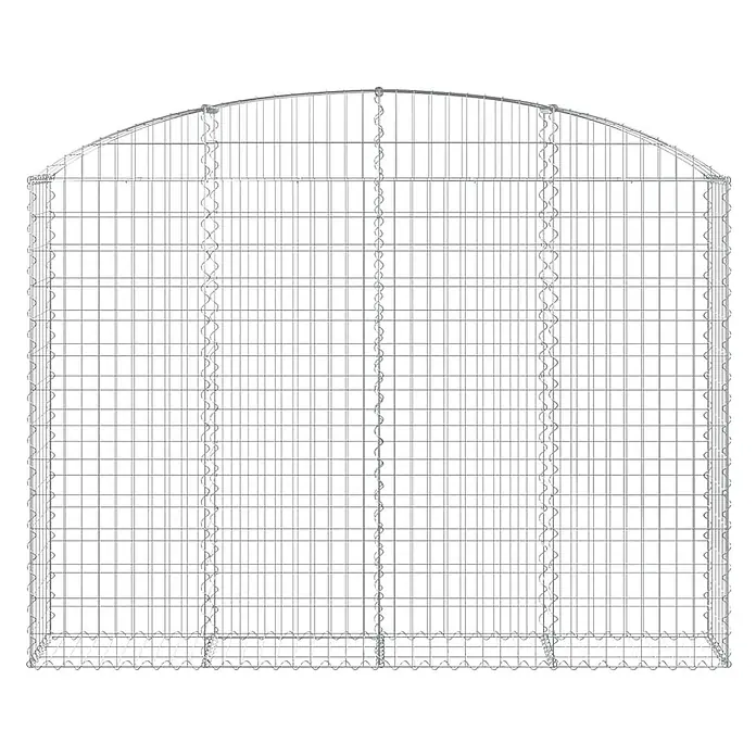 Furnicato Gabione - 160 x 200 x 30 cm, Metall, Maschenbreite: 50 mm, Maschenhöhe: 100 mm - Silbernes Drahtgeflecht-Gabionenkörb mit gewölbter Oberseite, zur Steinbefüllung bereit.