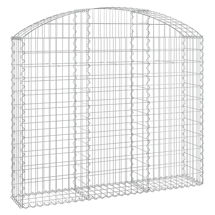Furnicato Gabione - 140 x 150 x 30 cm, Metall, Maschenbreite: 50 mm, Maschenhöhe: 100 mm - Silberner Gabionenkorb aus Drahtgitter mit gewölbter Oberseite zum Befüllen.