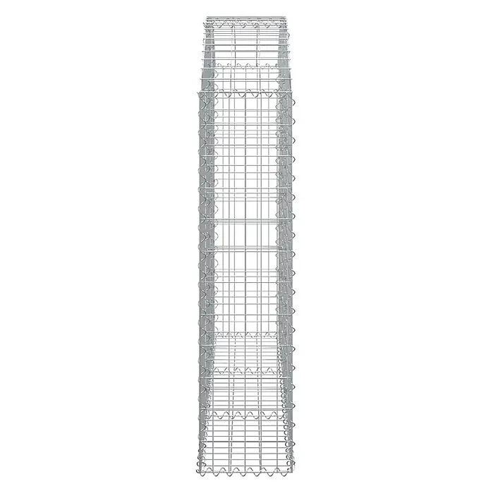 Furnicato Gabione - 140 x 150 x 30 cm, Metall, Maschenbreite: 50 mm, Maschenhöhe: 100 mm - Hohe, silberfarbene rechteckige Drahtgeflecht-Gabionensäule.