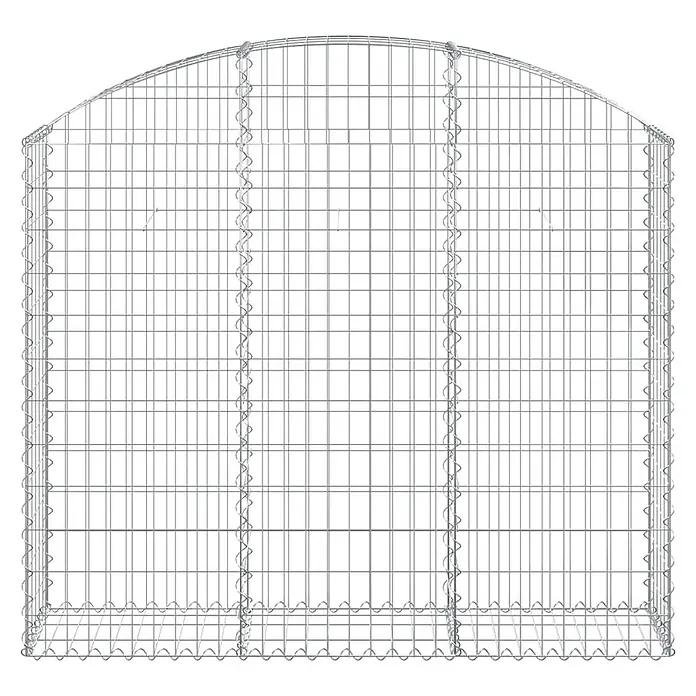 Furnicato Gabione - 140 x 150 x 30 cm, Metall, Maschenbreite: 50 mm, Maschenhöhe: 100 mm - Bogenförmiger silbergrauer Draht-Gabionenkorb.