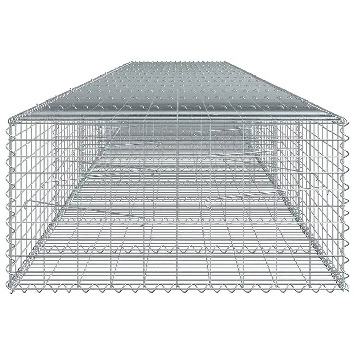 Furnicato Gabione - 700 x 100 x 50 cm, Metall, Maschenbreite: 50 mm, Maschenhöhe: 100 mm - Rechteckiger, leerer Gabionenkorb aus silberfarbenem, verzinktem Stahldrahtgeflecht, bereit zum Befüllen.