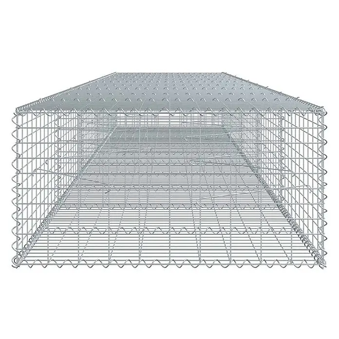 Furnicato Gabione - 500 x 100 x 50 cm, Metall, Maschenbreite: 50 mm, Maschenhöhe: 100 mm - Leerer silbergrauer Drahtgitter-Gabionenkorb, bereit zur Steinbefüllung.