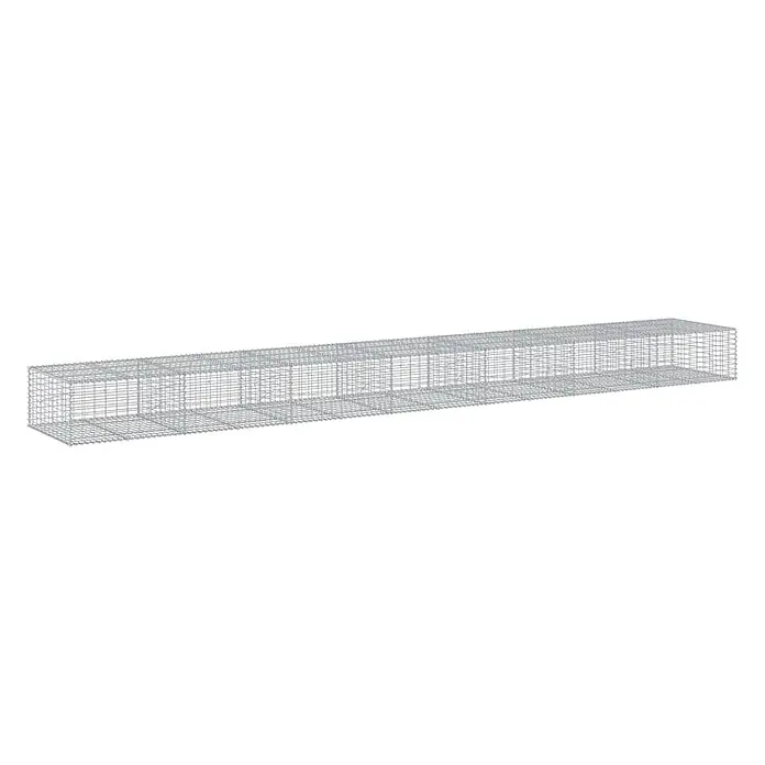 Furnicato Gabione - 700 x 100 x 50 cm, Metall, Maschenbreite: 50 mm, Maschenhöhe: 100 mm - Langer rechteckiger Drahtgitterkäfig aus Silber, für Gabionenwände oder Bauzwecke.