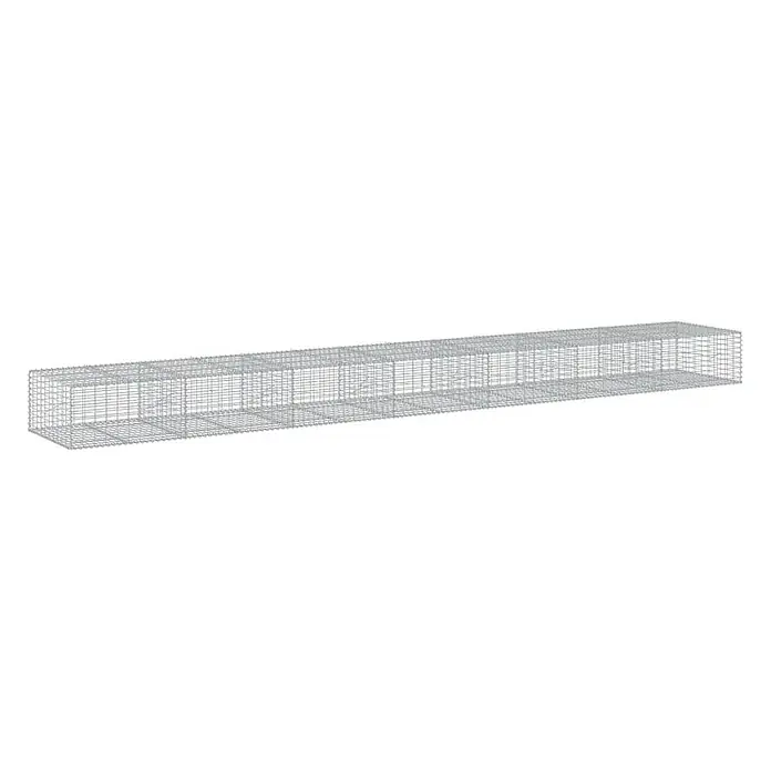 Furnicato Gabione - 700 x 100 x 50 cm, Metall, Maschenbreite: 50 mm, Maschenhöhe: 100 mm - Leerer, länglicher, rechteckiger Gabionenkorb aus grauem Drahtgeflecht.