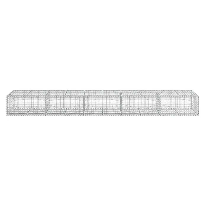Furnicato Gabione - 500 x 100 x 50 cm, Metall, Maschenbreite: 50 mm, Maschenhöhe: 100 mm - Langer, rechteckiger Gabionenkorb aus silbernem Drahtgeflecht, mit inneren Verstrebungen, in mehrere Segmente unterteilt.