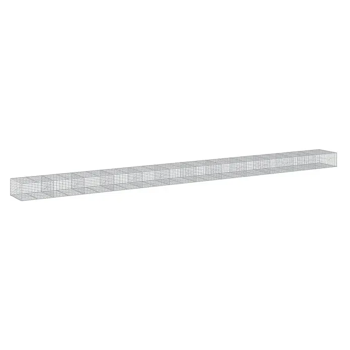 Furnicato Gabione - 1.200 x 100 x 100 cm, Metall, Maschenbreite: 50 mm, Maschenhöhe: 100 mm - Lange rechteckige Drahtgitterstruktur, silbergrau, ideal als Gehäuse oder Gitterkomponente.