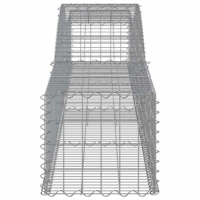 Furnicato Gabione - 60 x 400 x 50 cm, Metall, Maschenbreite: 50 mm, Maschenhöhe: 100 mm - Rechteckiger leerer Gabionenkorb aus silbernem Metalldraht mit wellenförmigen Verbindungsdrähten.