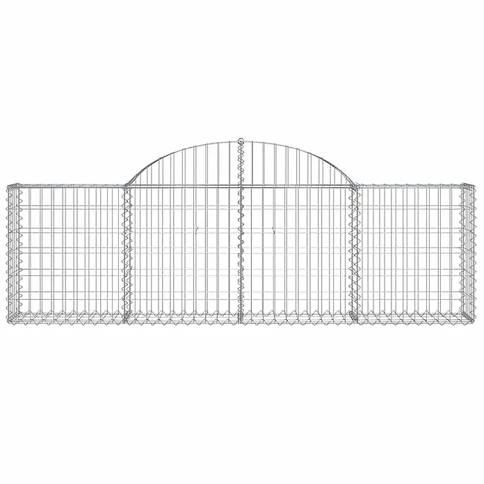 Furnicato Gabione - 80 x 200 x 30 cm, Metall, Maschenbreite: 50 mm, Maschenhöhe: 100 mm - Gabionenwand aus verzinktem Drahtgeflecht mit einem Bogenteil, ideal für Gartenzäune.