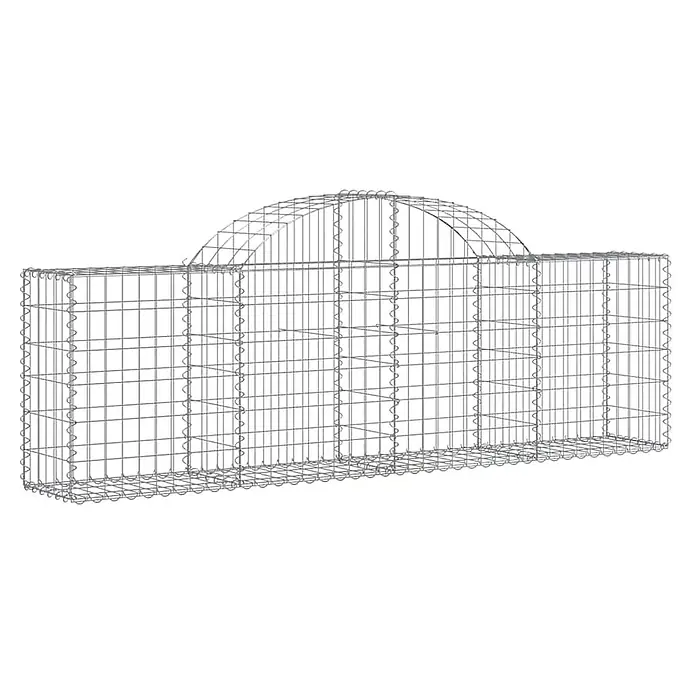 Furnicato Gabione - 80 x 200 x 30 cm, Metall, Maschenbreite: 50 mm, Maschenhöhe: 100 mm - Silbernes Drahtgitter-Gabionenelement mit gewölbter Oberseite.