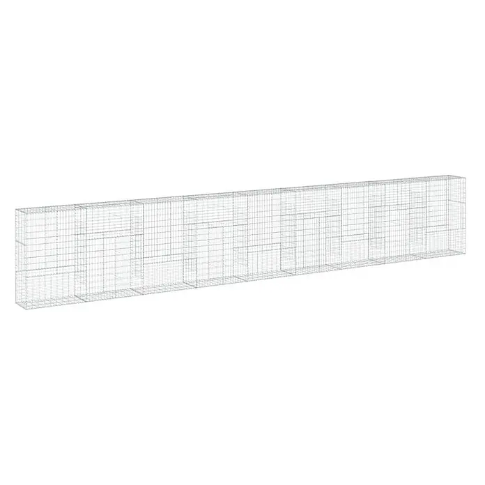 Furnicato Gabione - 900 x 50 x 150 cm, Metall, Maschenbreite: 50 mm, Maschenhöhe: 100 mm - Ein detailliertes graues Drahtgittermodell, das ein 3D-Berechnungsmodell darstellt.