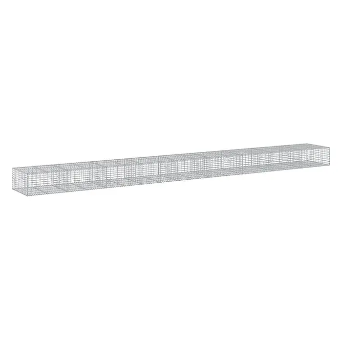 Furnicato Gabione - 900 x 100 x 50 cm, Metall, Maschenbreite: 50 mm, Maschenhöhe: 100 mm - Langer, rechteckiger Drahtgeflechtkäfig in Silber für Gabionen oder Bewehrung.