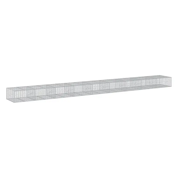 Furnicato Gabione - 900 x 100 x 50 cm, Metall, Maschenbreite: 50 mm, Maschenhöhe: 100 mm - Langer rechteckiger Drahtgitterkäfig in Silber, oft für Gabionen oder Verstärkung verwendet.