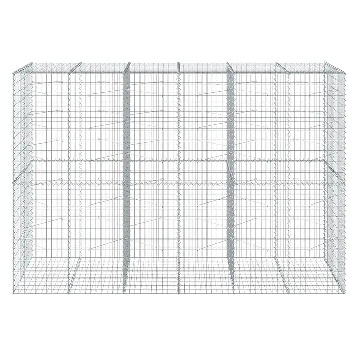 Furnicato Gabione - 300 x 100 x 200 cm, Metall, Maschenbreite: 50 mm, Maschenhöhe: 100 mm - Rechteckiger Gabionenkorb aus silbernem Drahtgeflecht zum Befüllen.