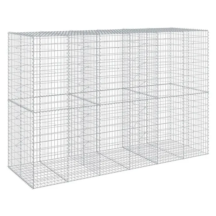 Furnicato Gabione - 300 x 100 x 200 cm, Metall, Maschenbreite: 50 mm, Maschenhöhe: 100 mm - Leerer Gabionenkorb aus grauem Metalldraht, modular für Stützmauern oder Landschaftsbau.
