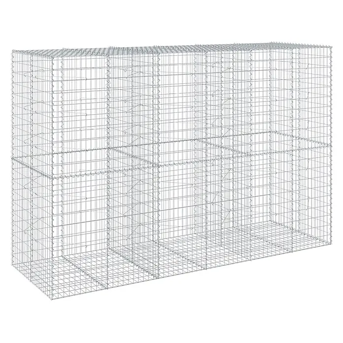 Furnicato Gabione - 300 x 100 x 200 cm, Metall, Maschenbreite: 50 mm, Maschenhöhe: 100 mm - Leerer Gabionenkorb aus grauem Drahtgeflecht, für Landschaftsgestaltung oder Stützmauern.
