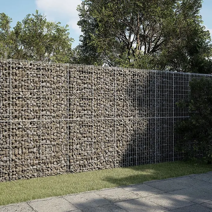 Furnicato Gabione - 300 x 100 x 200 cm, Metall, Maschenbreite: 50 mm, Maschenhöhe: 100 mm - Gabionenwand aus Natursteinen in einem Drahtgitter, als robuster Gartenzaun.