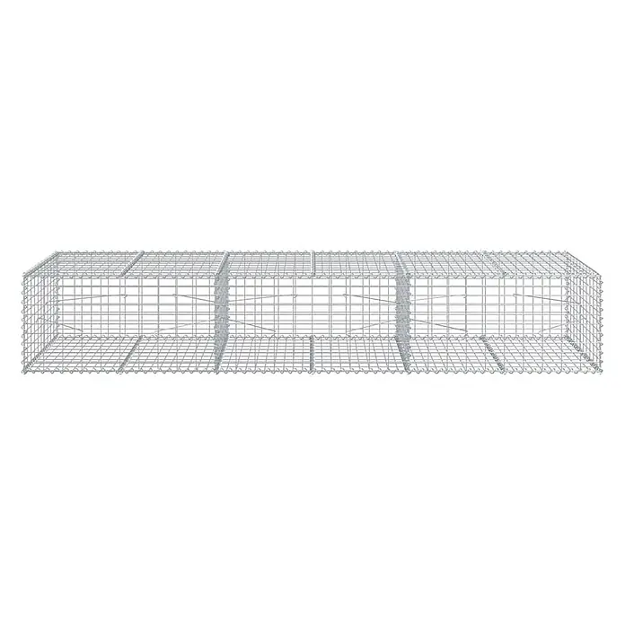Furnicato Gabione - 300 x 100 x 50 cm, Metall, Maschenbreite: 50 mm, Maschenhöhe: 100 mm - Langer, rechteckiger Drahtgitterkorb in Silber mit inneren Trennwänden, für Landschafts- und Bauprojekte.
