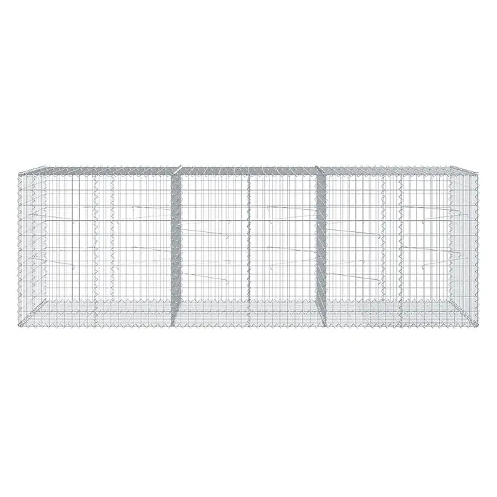 Furnicato Gabione - 300 x 100 x 100 cm, Metall, Maschenbreite: 50 mm, Maschenhöhe: 100 mm - Rechteckiger Gabionenkorb aus silbernem Drahtgeflecht mit Trennwänden und Verstrebungen.