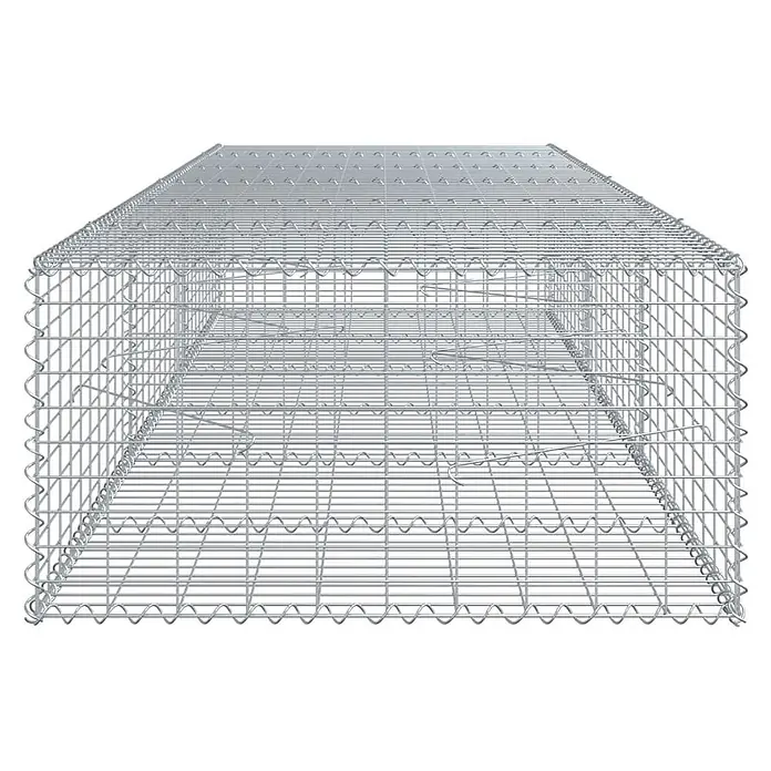 Furnicato Gabione - 300 x 100 x 50 cm, Metall, Maschenbreite: 50 mm, Maschenhöhe: 100 mm - Leerer rechteckiger Gabionenkorb aus silberfarbenem Drahtgeflecht, bereit zum Befüllen.