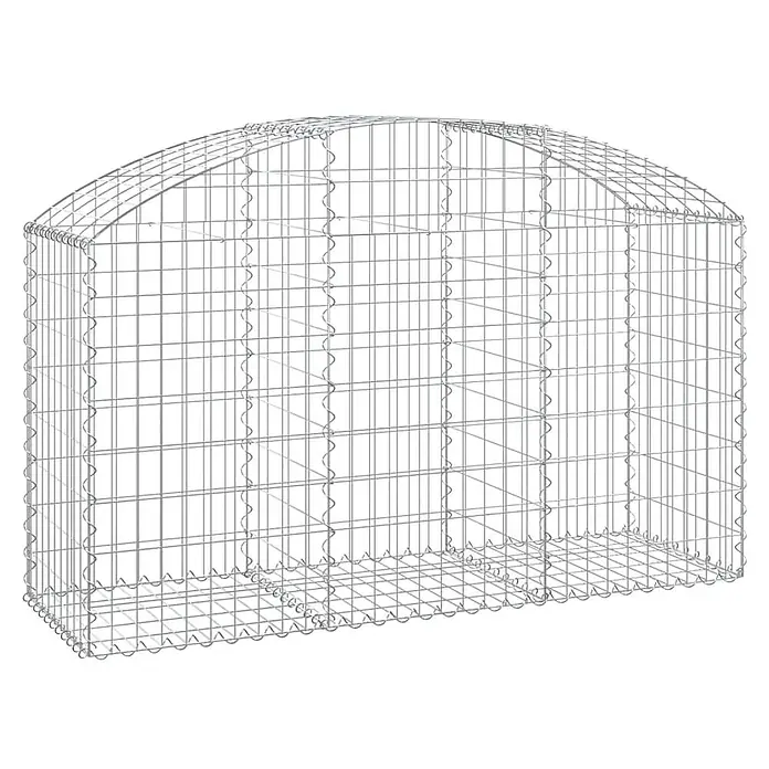 Furnicato Gabione - 100 x 150 x 50 cm, Metall, Maschenbreite: 50 mm, Maschenhöhe: 100 mm - Silberfarbener Drahtgitter-Gabionenkorb mit gewölbter Oberseite, ideal für die Gartengestaltung.