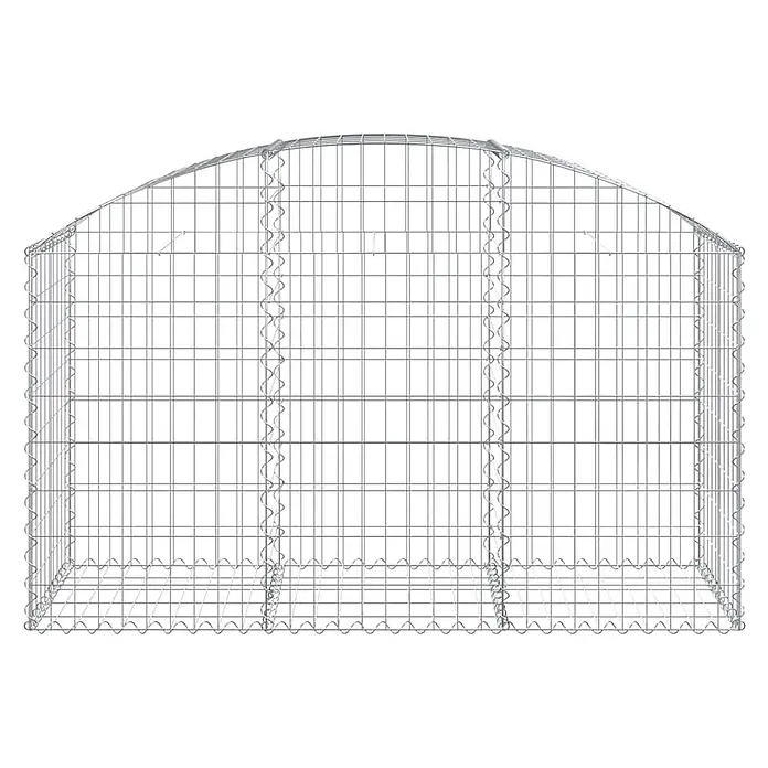 Furnicato Gabione - 100 x 150 x 50 cm, Metall, Maschenbreite: 50 mm, Maschenhöhe: 100 mm - Silberfarbener Gabionenkorb aus Drahtgitter mit gewölbter Oberseite.
