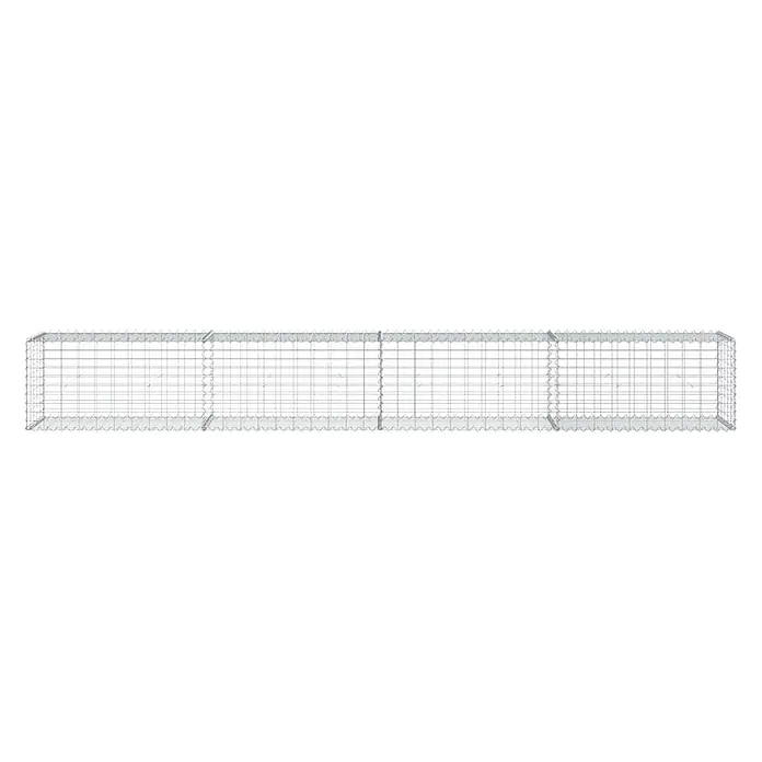 Furnicato Gabione - 400 x 50 x 50 cm, Metall, Maschenbreite: 50 mm, Maschenhöhe: 100 mm - Langer, leerer rechteckiger Gabionenkorb aus silbernem Drahtgeflecht.