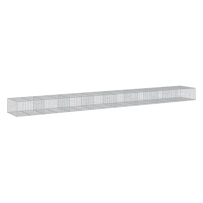 Furnicato Gabione - 800 x 100 x 100 cm, Metall, Maschenbreite: 50 mm, Maschenhöhe: 100 mm - Langer, rechteckiger Käfig aus grauem Drahtgeflecht.