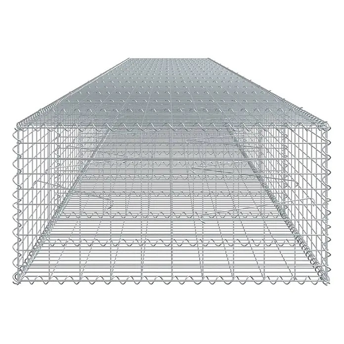 Furnicato Gabione - 800 x 100 x 100 cm, Metall, Maschenbreite: 50 mm, Maschenhöhe: 100 mm - Leerer rechteckiger Gabionenkorb aus verzinktem Silberdrahtgeflecht.