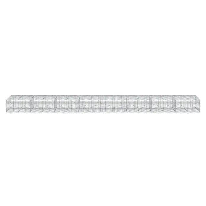 Furnicato Gabione - 800 x 100 x 100 cm, Metall, Maschenbreite: 50 mm, Maschenhöhe: 100 mm - Langer, rechteckiger Gabionenkorb aus grauem Drahtgeflecht mit inneren Trennwänden.