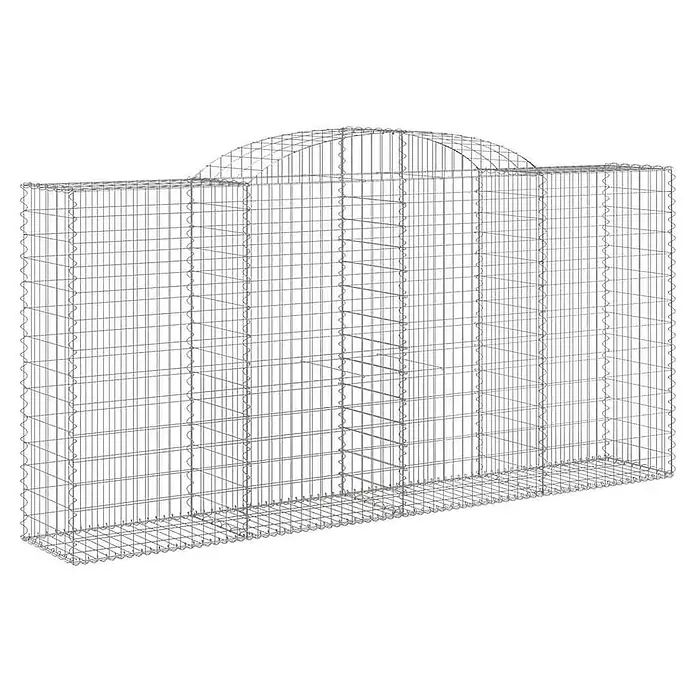 Furnicato Gabione - 50 x 300 x 160 cm, Metall, Maschenbreite: 50 mm, Maschenhöhe: 100 mm - Grauer Gabionenkorb aus Drahtgitter, rechteckig mit gewölbtem Oberteil.