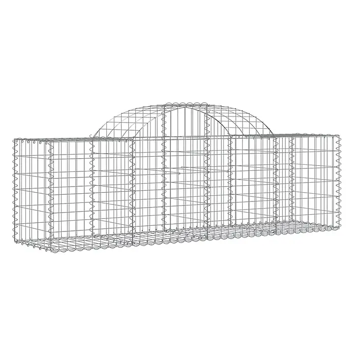 Furnicato Gabione - 80 x 200 x 50 cm, Metall, Maschenbreite: 50 mm, Maschenhöhe: 100 mm - Grauer Gabionenkorb aus Metallgitter mit rechteckigem Boden und gewölbter Oberseite, zur Steinbefüllung.