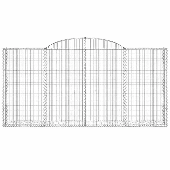 Furnicato Gabione - 50 x 300 x 160 cm, Metall, Maschenbreite: 50 mm, Maschenhöhe: 100 mm - Grauer Drahtgitter-Gabionenkorb mit gewölbtem Mittelteil.